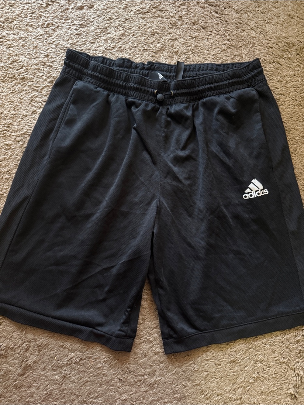 adidas Black Men's XL Athletic Training Shorts with White Logo, Drawstring